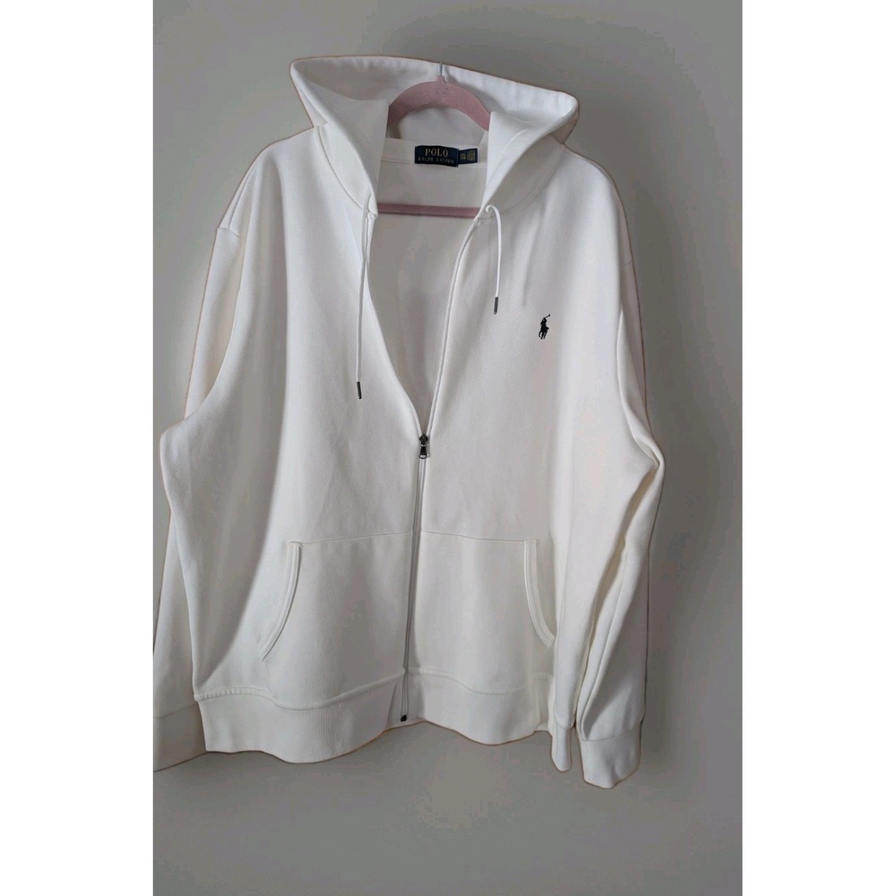 White Polo Ralph Lauren Double-Knit Full-Zip Hoodie and matching joggers 2XL - Picture 2 of 16